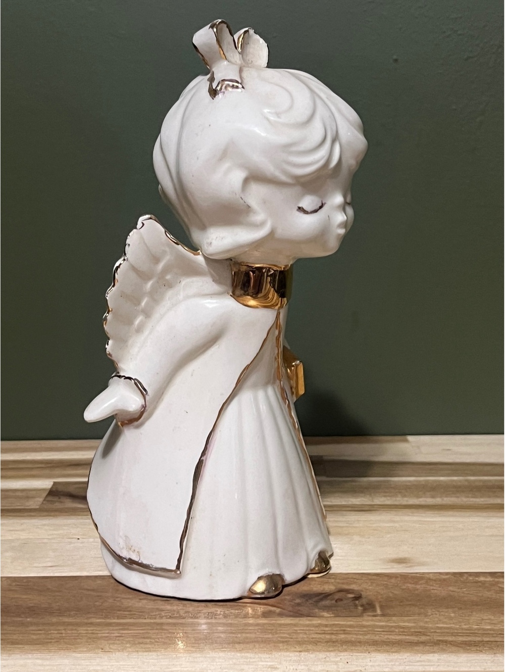 Vintage Ceramic Angel Figurine with Gold trim